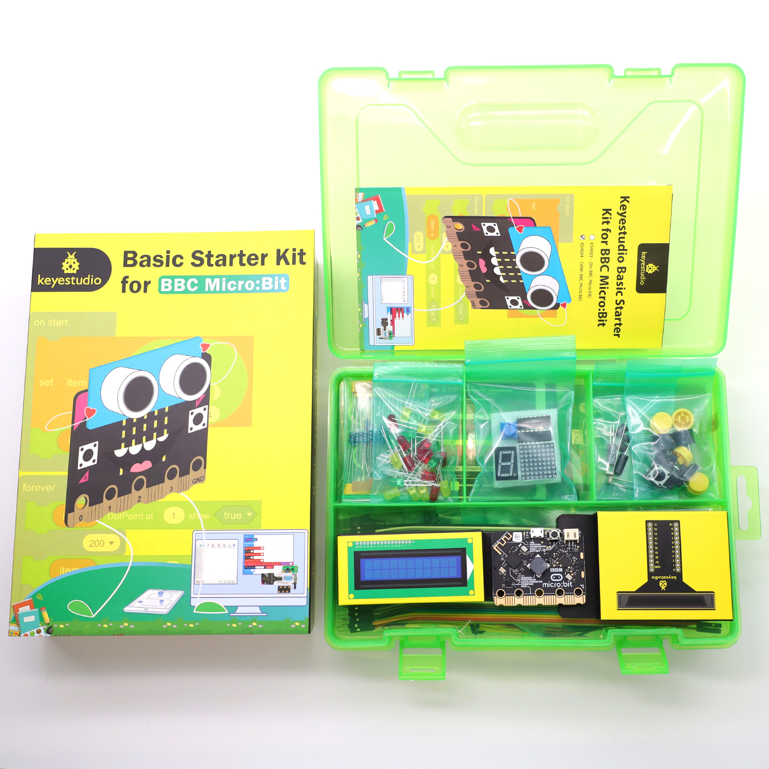 Microbit Robot - Keyestudio-基本的なスターターキット,bcc microbit,DIYプロジェクトのプログラミング,学習センサー,38プロジェクト,micro: bit v2