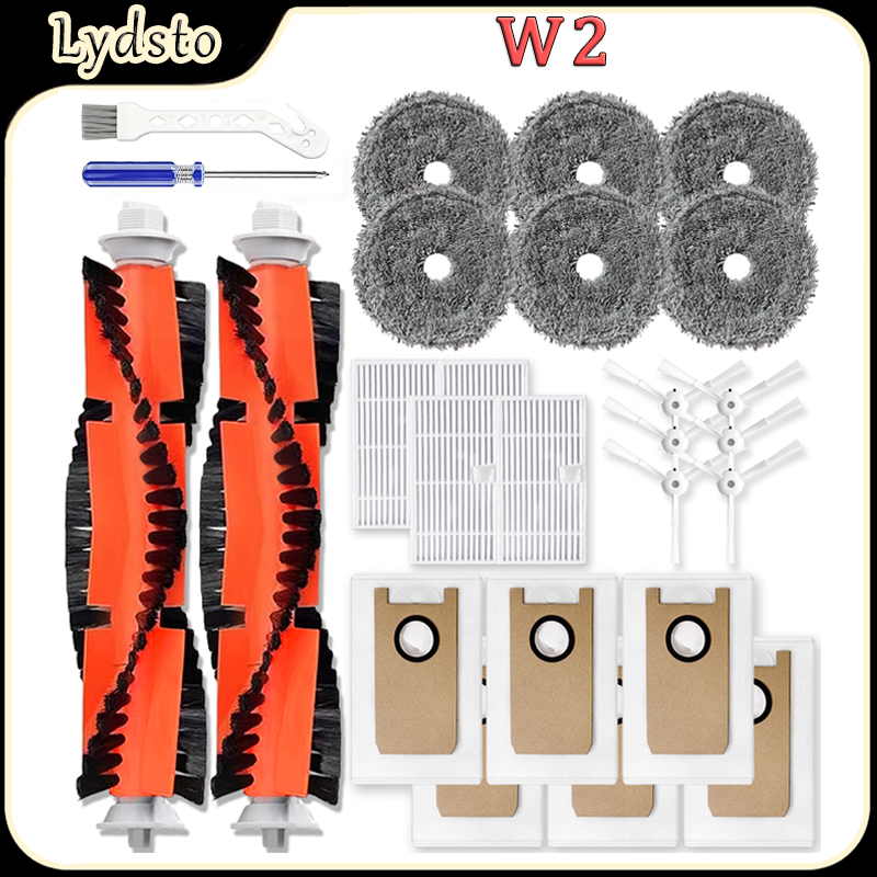 Robot Kit - Lydsto W2 ロボット掃除機アクセサリー用交換部品キット、メインブラシ、HEPA フィルター、モップパッド、ダストバッグ、サイドブラシスペアパーツ
