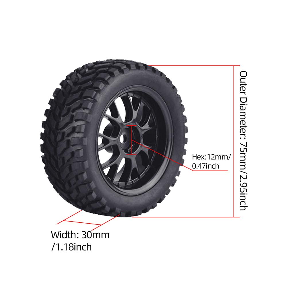 9imod 4 個 75mm ゴム RC ホイール 12mm - Omni Wheel のレビューと価格